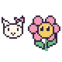 Pixel art Hello Kitty mini et Fleur kawaii, grille 40 × 40