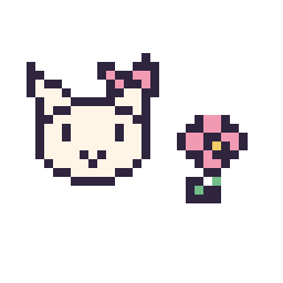 Pixel art Hello Kitty mini et Fleur simple 10 × 10, grille 32 × 32