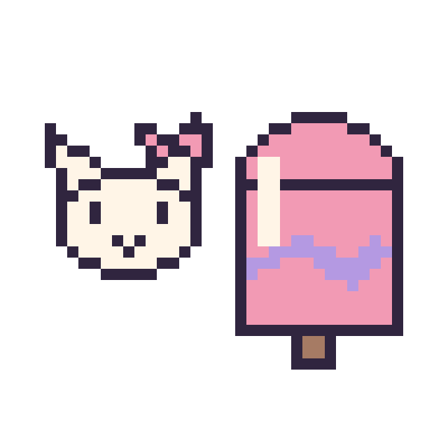 Modèle de pixel art Hello Kitty mini et Glace bâtonnet sur une grille de 40 par 40 cases