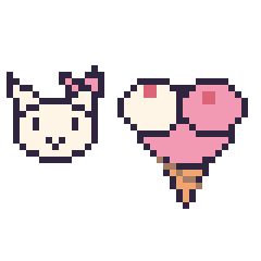 Pixel art Hello Kitty mini et Glace double garniture, grille 40 × 40