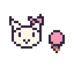 Pixel art Hello Kitty mini et Glace simple 10 × 10, grille 32 × 32