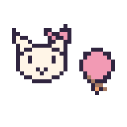 Pixel art Hello Kitty mini et Glace simple 12 × 12, grille 32 × 32