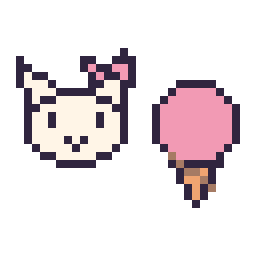 Pixel art Hello Kitty mini et Glace simple 16 × 16, grille 32 × 32