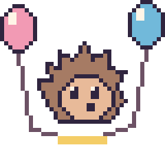 Pixel art Hérisson avec des ballons, grille 40 × 40
