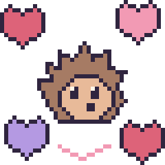 Pixel art Hérisson avec des cœurs, grille 40 × 40