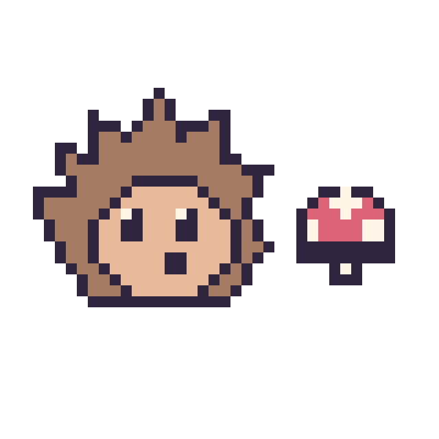 Modèle de pixel art Hérisson et Champignon simple 10 × 10 sur une grille de 40 par 40 cases
