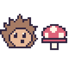 Pixel art Hérisson et Champignon simple 16 × 16, grille 40 × 40