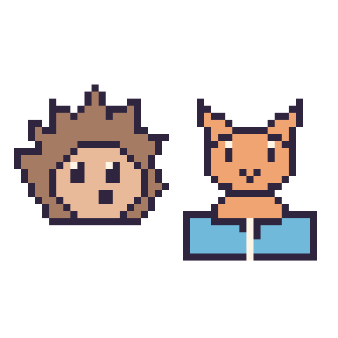 Modèle de pixel art Hérisson et Chat avec un livre sur une grille de 48 par 48 cases