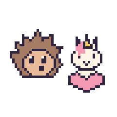 Pixel art Hérisson et Licorne avec un cœur, grille 48 × 48
