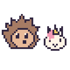 Pixel art Hérisson et Licorne en portrait, grille 40 × 40