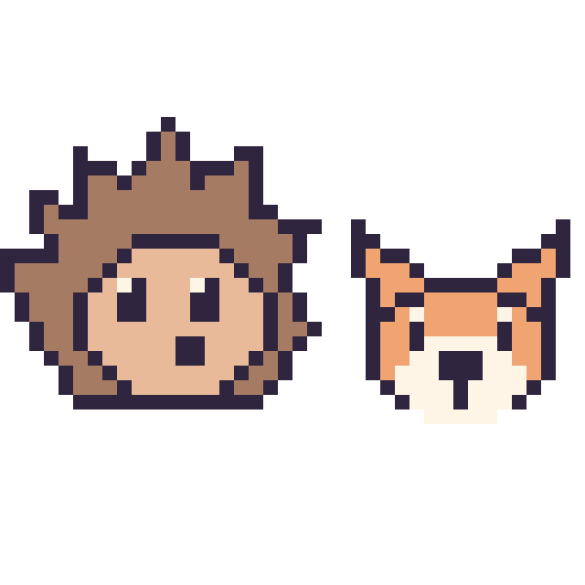 Modèle de pixel art Hérisson et Renard en portrait sur une grille de 40 par 40 cases