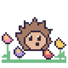Pixel art Hérisson dans le jardin, grille 40 × 40