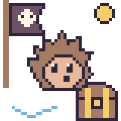 Pixel art Hérisson en aventure pirate, grille 40 × 40
