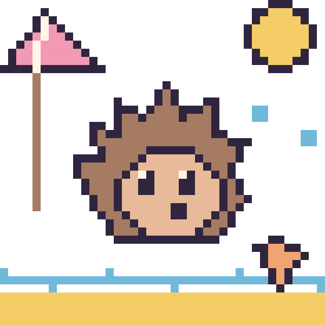Modèle de pixel art Hérisson à la plage sur une grille de 40 par 40 cases