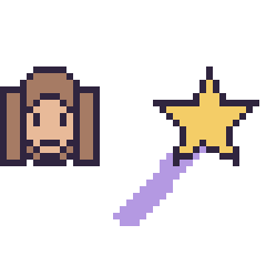 Pixel art Hermione mini et Baguette magique, grille 40 × 40