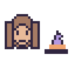 Pixel art Hermione mini et Chapeau de sorcière simple 10 × 10, grille 32 × 32
