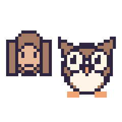Pixel art Hermione mini et Hibou, grille 40 × 40