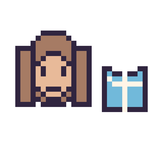 Modèle de pixel art Hermione mini et Livre simple 10 × 10 sur une grille de 32 par 32 cases