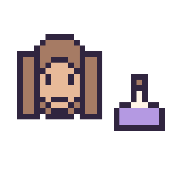Modèle de pixel art Hermione mini et Potion simple 10 × 10 sur une grille de 32 par 32 cases