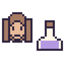 Pixel art Hermione mini et Potion simple 16 × 16, grille 32 × 32