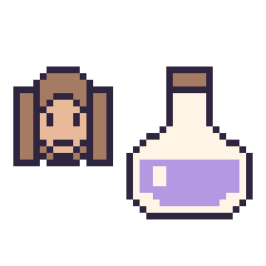 Pixel art Hermione mini et Potion, grille 40 × 40