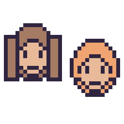 Pixel art Hermione mini et Ron Weasley mini, grille 32 × 32
