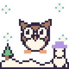 Pixel art Hibou en hiver, grille 40 × 40