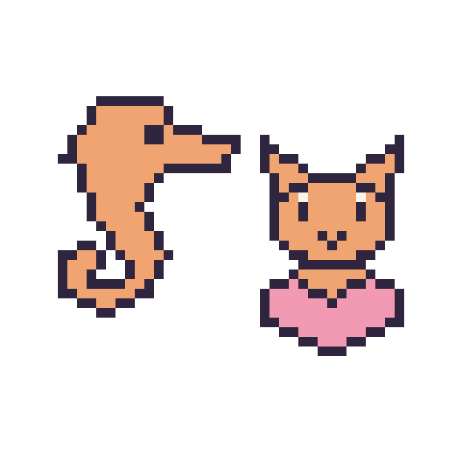 Modèle de pixel art Hippocampe et Chat avec un cœur sur une grille de 48 par 48 cases