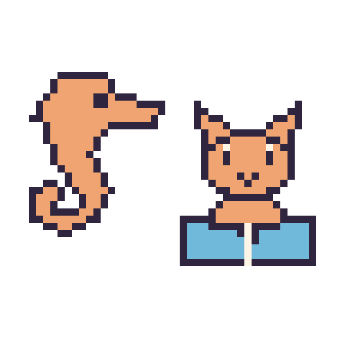 Modèle de pixel art Hippocampe et Chat avec un livre sur une grille de 48 par 48 cases