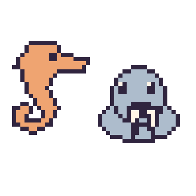 Modèle de pixel art Hippocampe et Morse sur une grille de 48 par 48 cases