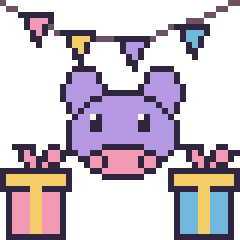 Pixel art Hippopotame pour un anniversaire, grille 40 × 40