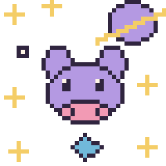 Pixel art Hippopotame dans l’espace, grille 40 × 40