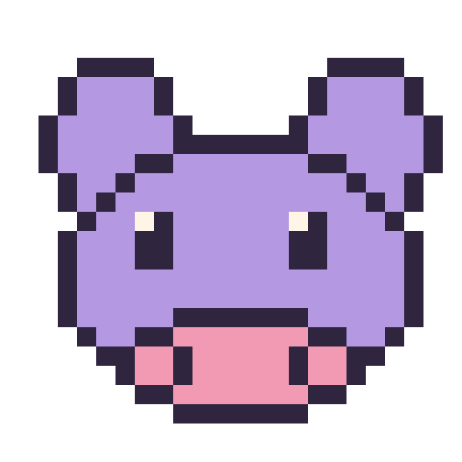 Modèle de pixel art Hippopotame sur une grille de 24 par 24 cases