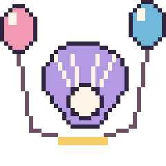 Pixel art Huître avec des ballons, grille 40 × 40