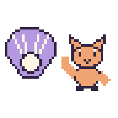 Pixel art Huître et Chat qui fait coucou, grille 48 × 48