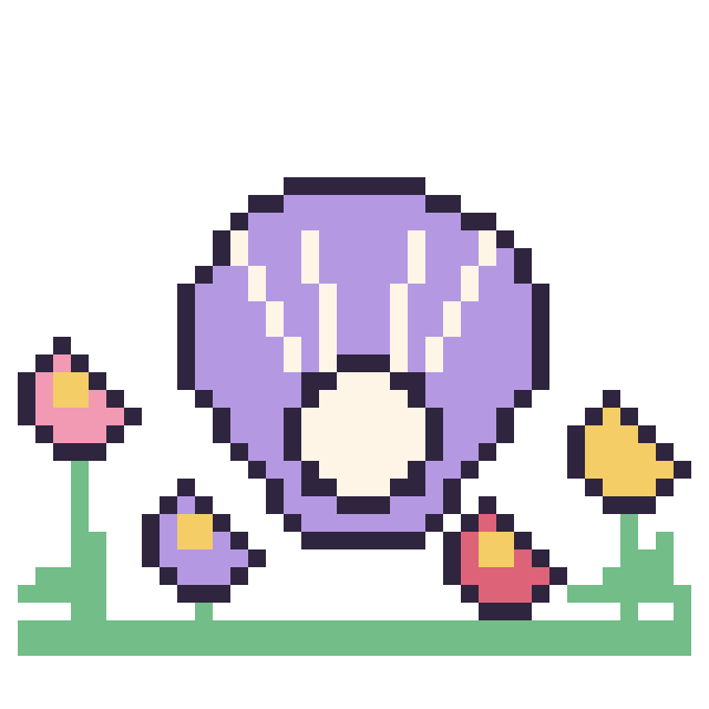Modèle de pixel art Huître dans le jardin sur une grille de 40 par 40 cases