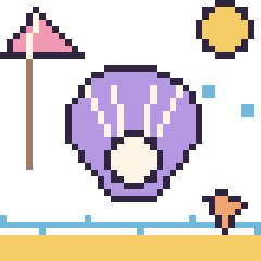 Pixel art Huître à la plage, grille 40 × 40