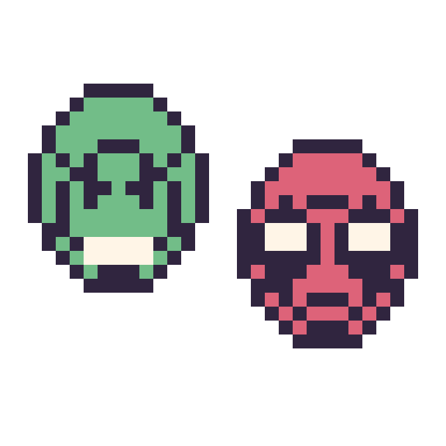 Modèle de pixel art Hulk mini et Deadpool mini sur une grille de 32 par 32 cases