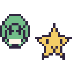 Pixel art Hulk mini et Étoile kawaii 16 × 16, grille 32 × 32