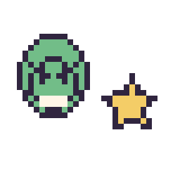 Pixel art Hulk mini et Étoile simple 10 × 10, grille 32 × 32