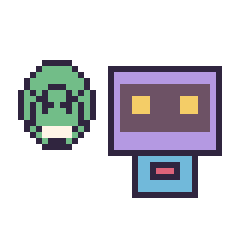 Pixel art Hulk mini et Robot rétro, grille 40 × 40