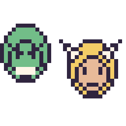 Pixel art Hulk mini et Thor mini, grille 32 × 32