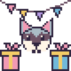 Pixel art Husky pour un anniversaire, grille 40 × 40