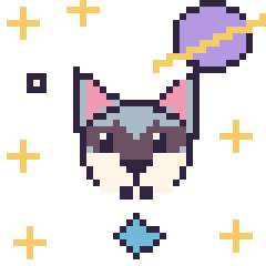 Pixel art Husky dans l’espace, grille 40 × 40