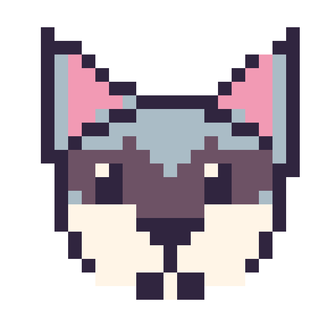 Modèle de pixel art Husky sur une grille de 24 par 24 cases