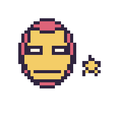 Pixel art Iron Man et Étoile mini, grille 40 × 40