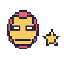 Pixel art Iron Man et Étoile simple 10 × 10, grille 40 × 40