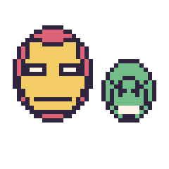 Pixel art Iron Man et Hulk mini, grille 40 × 40