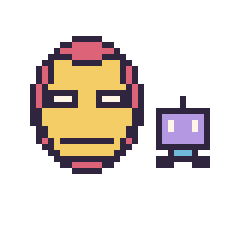 Pixel art Iron Man et Robot simple 12 × 12, grille 40 × 40