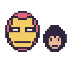 Pixel art Iron Man et Superman mini, grille 40 × 40
